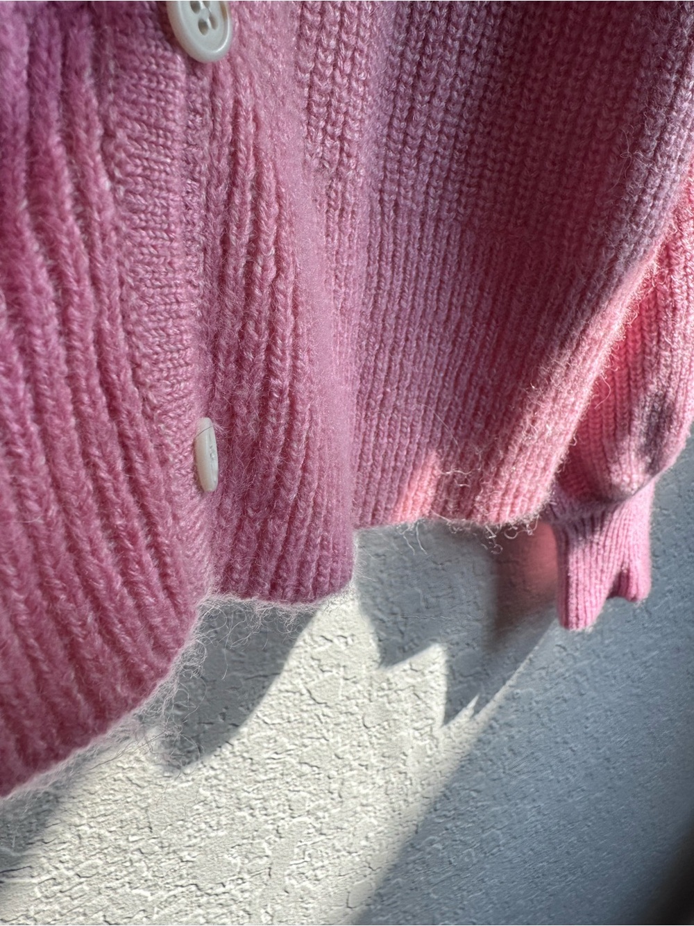 J.Crew Alpaca Merino Wool Pink Cardigan Sweater Size M Balloon Sleeve BB391 - Picture 7 of 10